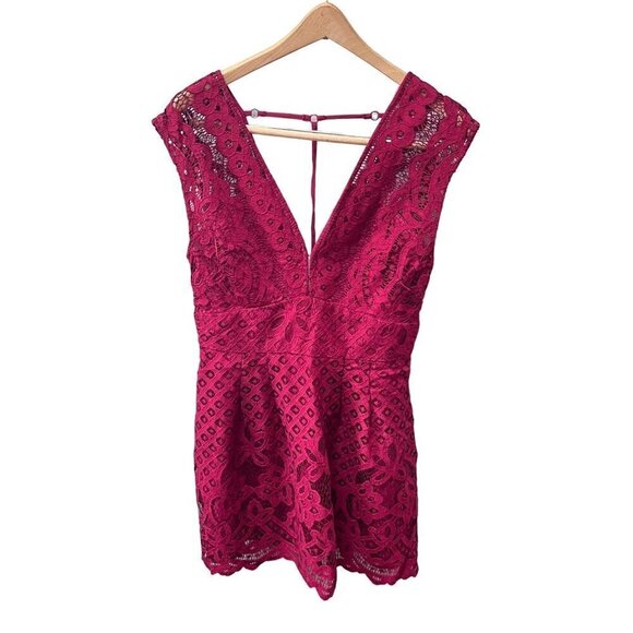 Free People One Million Lovers Floral Lace T Strap‎ V Neck Mini Dress- Size 6 - Picture 1 of 8
